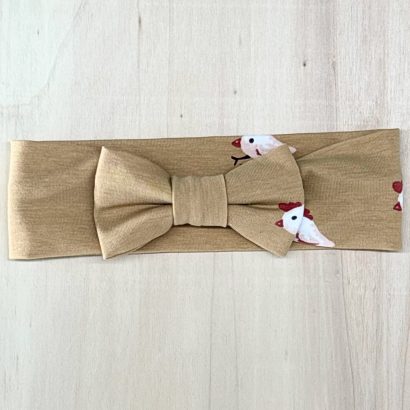 bandeau en jersey doux avec noeud avec motifs de poules