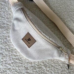 sac banane en velours et bouclette creme