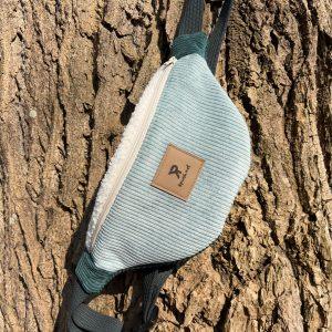 Sac banane en velours et bouclette vert