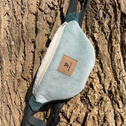 Sac banane en velours et bouclette vert