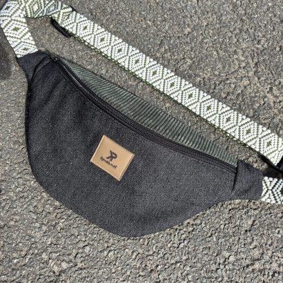 grande banane en jeans noir chiné