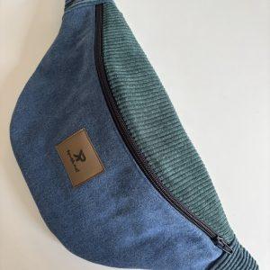 Banane en jeans et velours bleue et verte