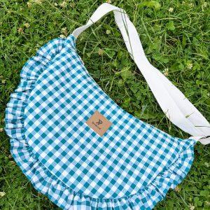 Sac à main demi lune en vichy turquoise