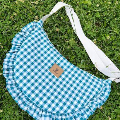 Sac à main demi lune en vichy turquoise