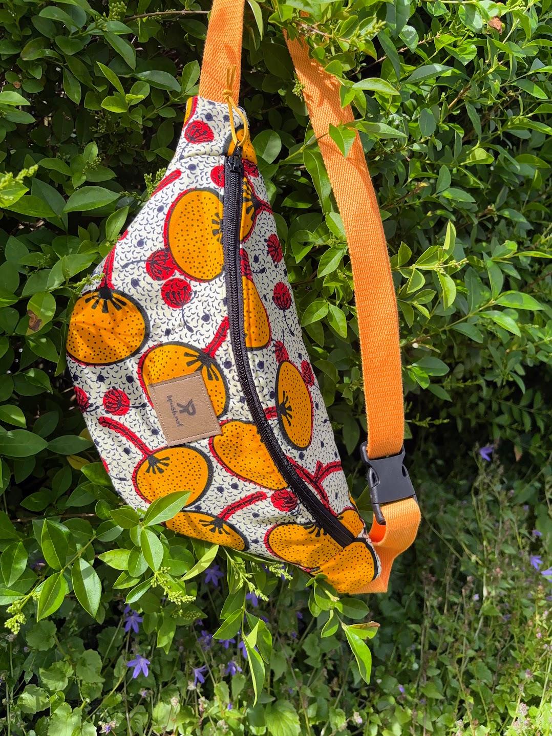 Fanny-pack-wax Sac banane en wax coloré cousu main en Belgique