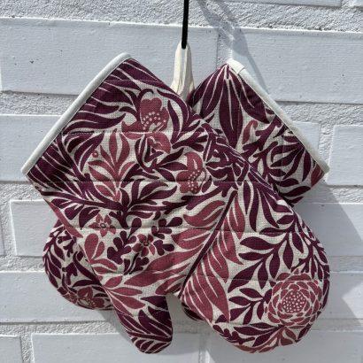 gants de cuisine en tissus fleuri