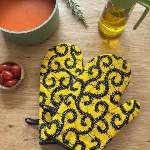 Gants de cuisine originaux cousus à la main en wax arficain