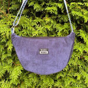 Sac en velours demi-lune bleu