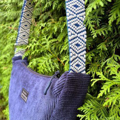 Sac bandoulière en velours bleu